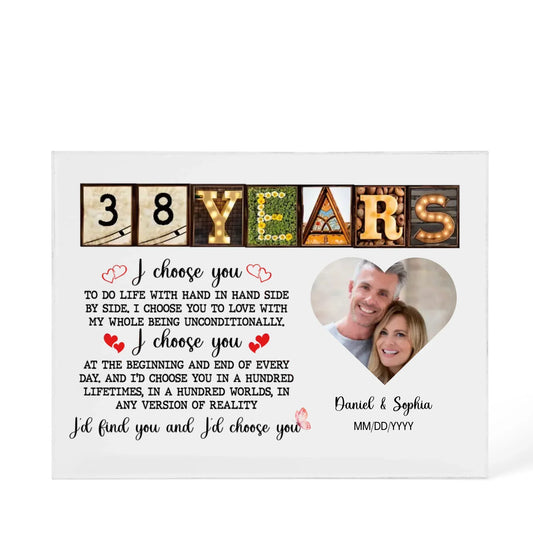Personalized Acrylic Block, Happy 38th Anniversary Gift For Husband And Wife, Custom Photo Gift For Couples, I Choose You Personalize Memories - Personalize Memories