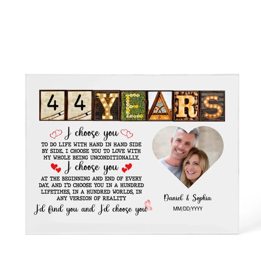 Personalized Acrylic Block, Happy 44th Anniversary Gift For Husband And Wife, Custom Photo Gift For Couples, I Choose You Personalize Memories - Personalize Memories