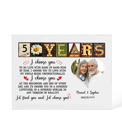 Personalized Acrylic Block, Happy 50th Anniversary Gift For Husband And Wife, Custom Photo Gift For Couples, I Choose You Personalize Memories - Personalize Memories
