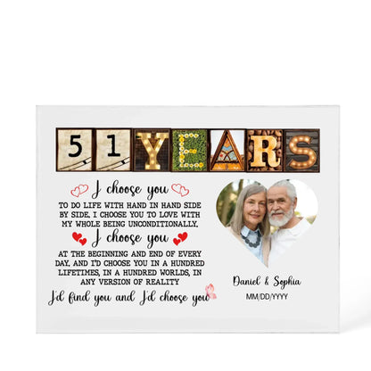 Personalized Acrylic Block, Happy 51st Anniversary Gift For Husband And Wife, Custom Photo Gift For Couples, I Choose You Personalize Memories - Personalize Memories