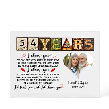 Personalized Acrylic Block, Happy 54th Anniversary Gift For Husband And Wife, Custom Photo Gift For Couples, I Choose You Personalize Memories - Personalize Memories