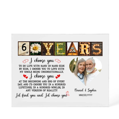 Personalized Acrylic Block, Happy 60th Anniversary Gift For Husband And Wife, Custom Photo Gift For Couples, I Choose You Personalize Memories - Personalize Memories