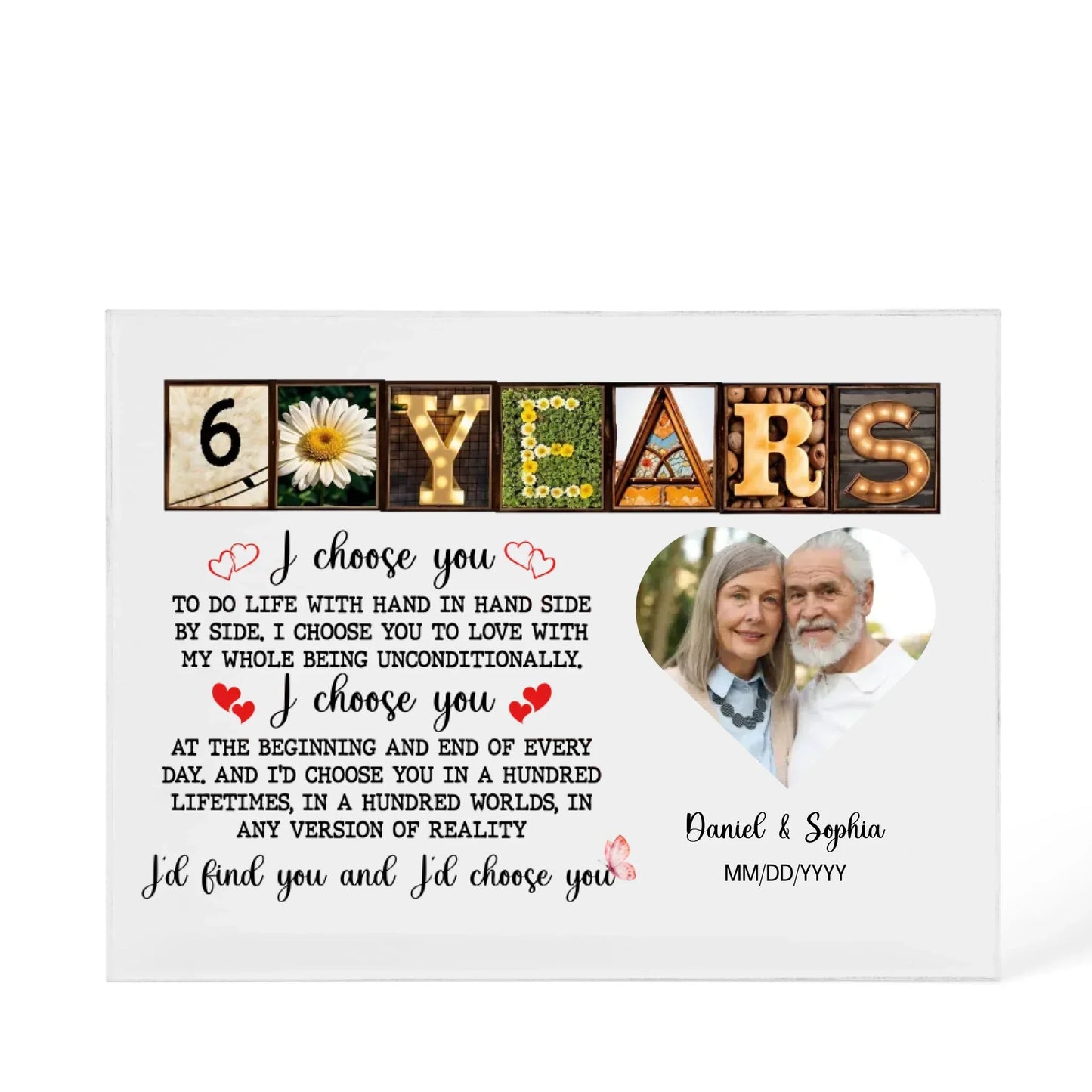 Personalized Acrylic Block, Happy 60th Anniversary Gift For Husband And Wife, Custom Photo Gift For Couples, I Choose You Personalize Memories - Personalize Memories