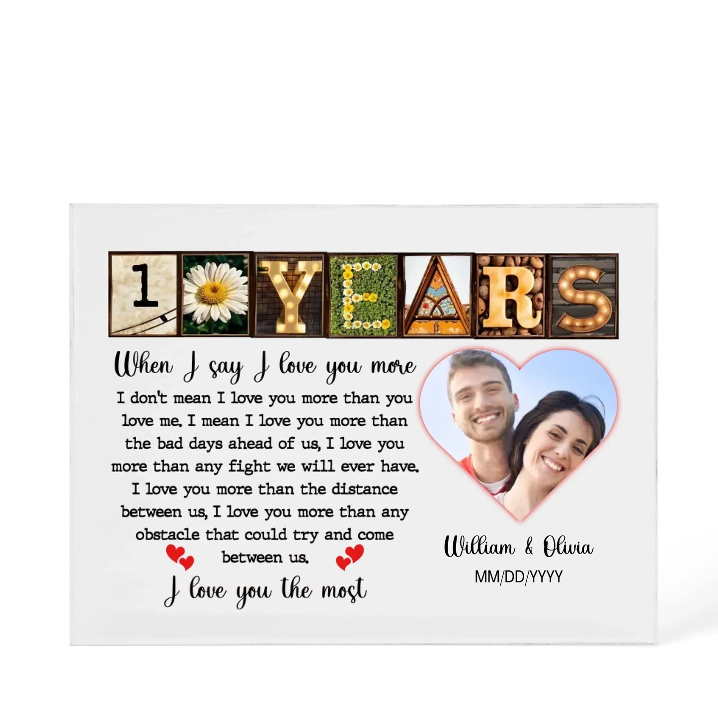 10th Year Anniversary Gift - Personalized Acrylic Block - 10th Anniversary Photo Present for Couples, When I Say I Love You More Personalize Memories - Personalize Memories