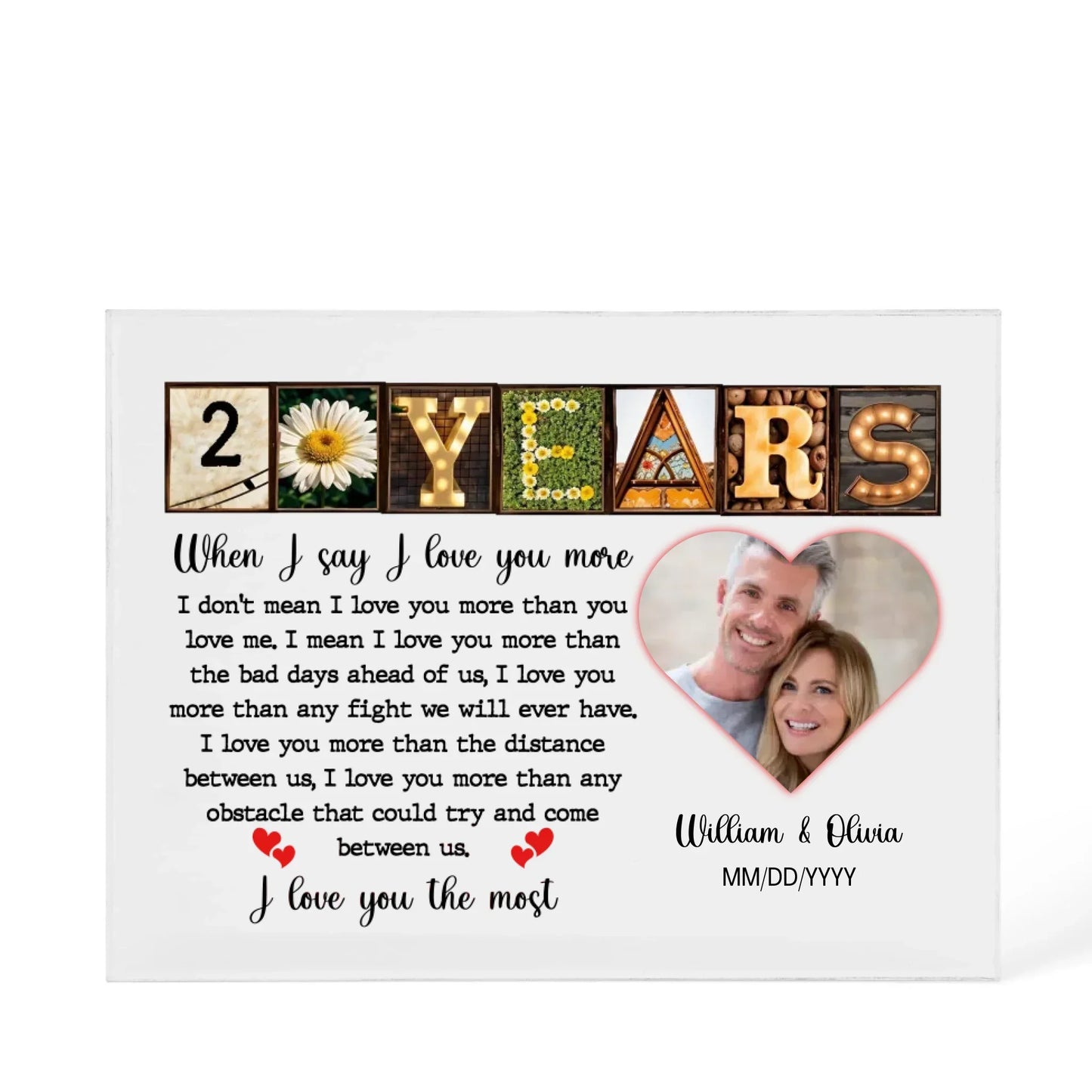 20th Year Anniversary Gift - Personalized Acrylic Block - 20th Anniversary Photo Present for Couples, When I Say I Love You More Personalize Memories - Personalize Memories