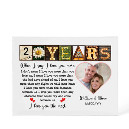20th Year Anniversary Gift - Personalized Acrylic Block - 20th Anniversary Photo Present for Couples, When I Say I Love You More Personalize Memories - Personalize Memories