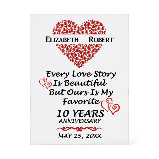 Personalized 10th Anniversary Acrylic Block, Gifts For Couples, 10th Anniversary Gifts For Husband And Wife, Heart Frame 10 Years Of Marriage - Personalize Memories