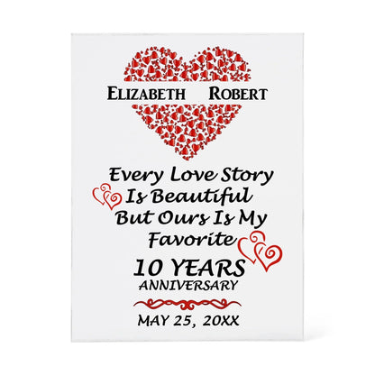 Personalized 10th Anniversary Acrylic Block, Gifts For Couples, 10th Anniversary Gifts For Husband And Wife, Heart Frame 10 Years Of Marriage - Personalize Memories