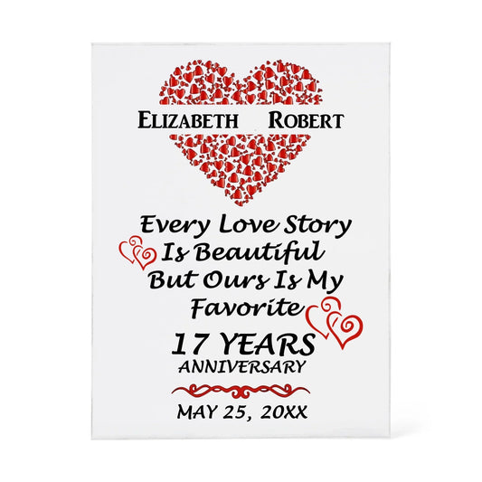 Personalized 17th Anniversary Acrylic Block, Gifts For Couples, 17th Anniversary Gifts For Husband And Wife, Heart Frame 17 Years Of Marriage - Personalize Memories