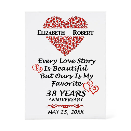 Personalized 38th Anniversary Acrylic Block, Gifts For Couples, 38th Anniversary Gifts For Husband And Wife, Heart Frame 38 Years Of Marriage - Personalize Memories