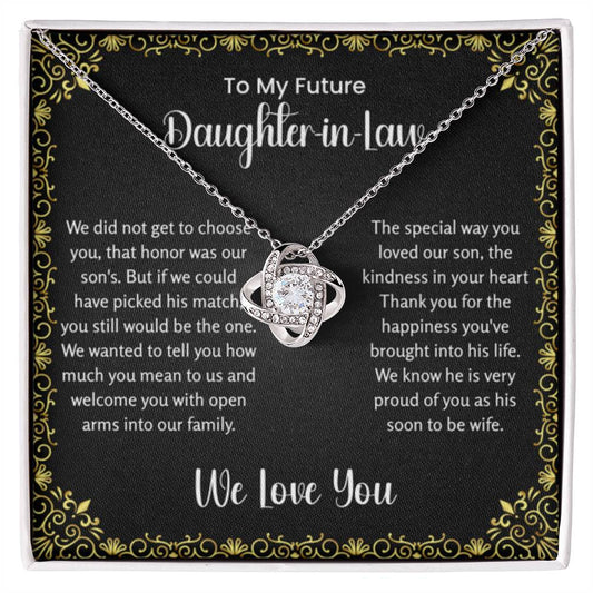 To My Future Daughter In Law - Love Knot Necklace - Gift for Bonus Daughter - Personalize Memories