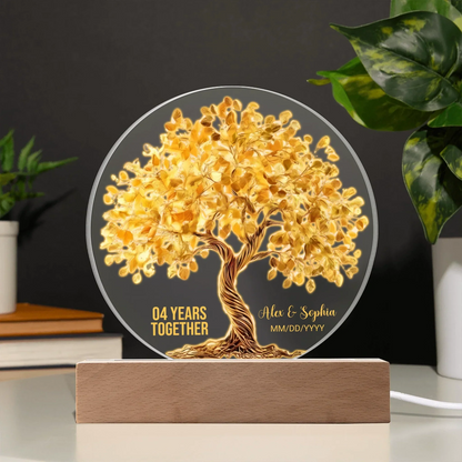 Anniversary Gifts For Four Years - Personalized Acrylic Circle Plaque - 4th Wedding Anniversary Gifts - Personalize Memories