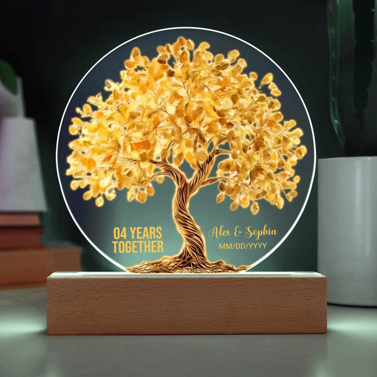 Anniversary Gifts For Four Years - Personalized Acrylic Circle Plaque - 4th Wedding Anniversary Gifts - Personalize Memories
