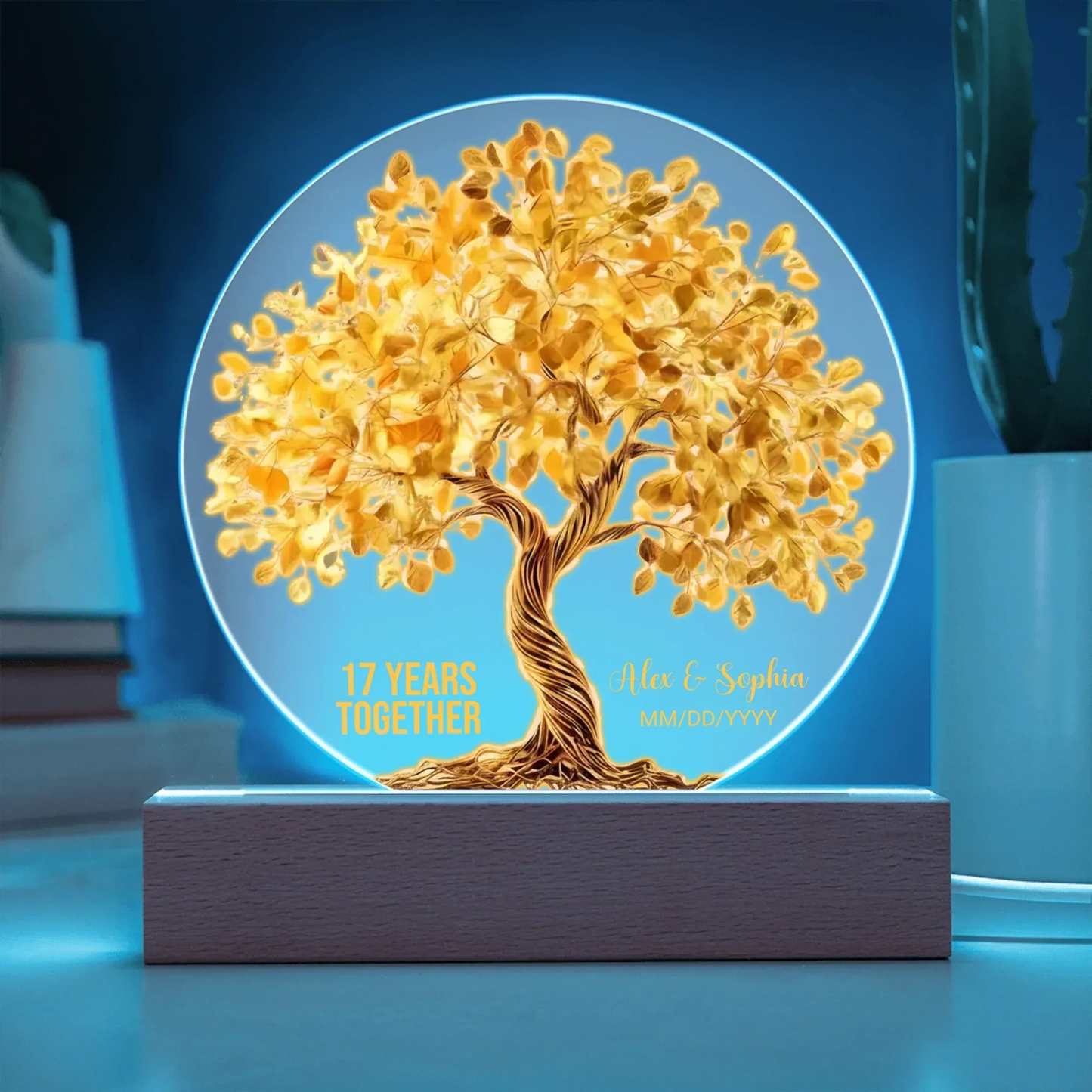 Anniversary Gifts For Seventeen Years - Personalized Acrylic Circle Plaque - 17th Wedding Anniversary Gifts - Personalize Memories