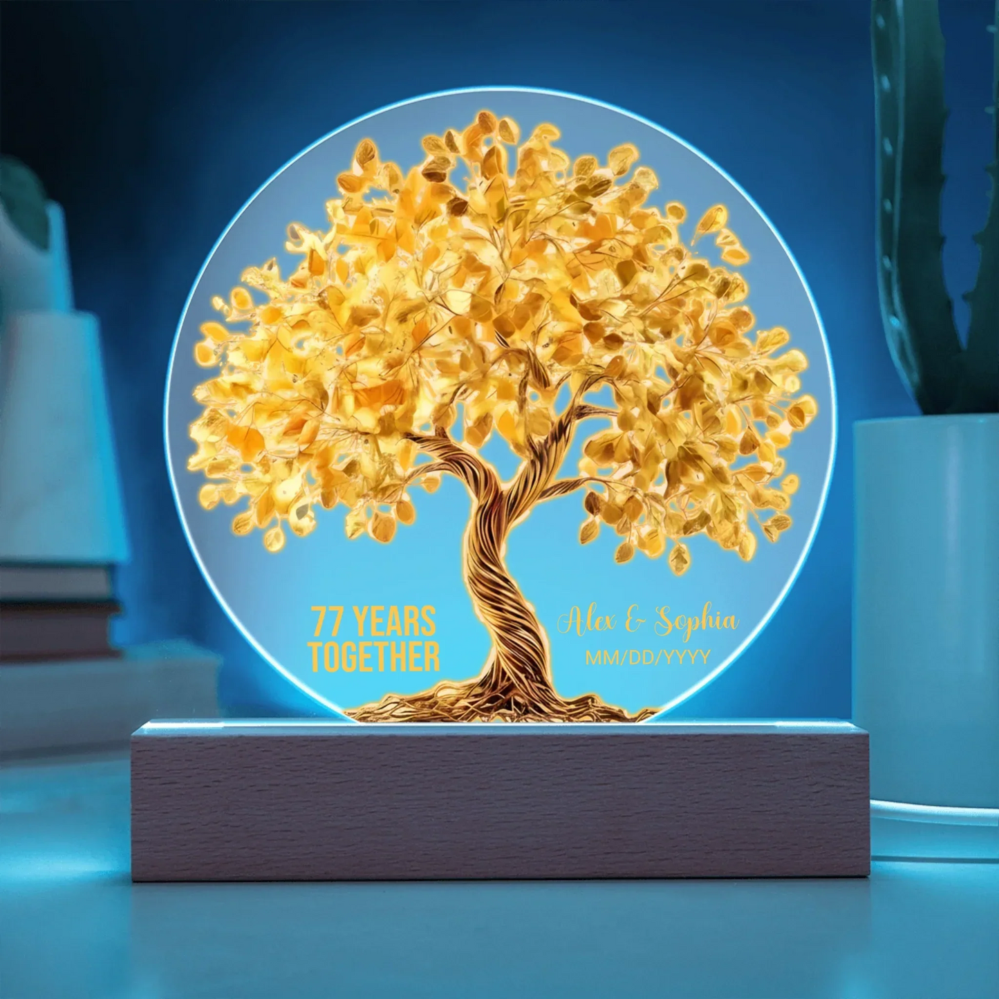 Anniversary Gifts For Seventy Seven Years - Personalized Acrylic Circle Plaque - 77th Wedding Anniversary Gifts - Personalize Memories
