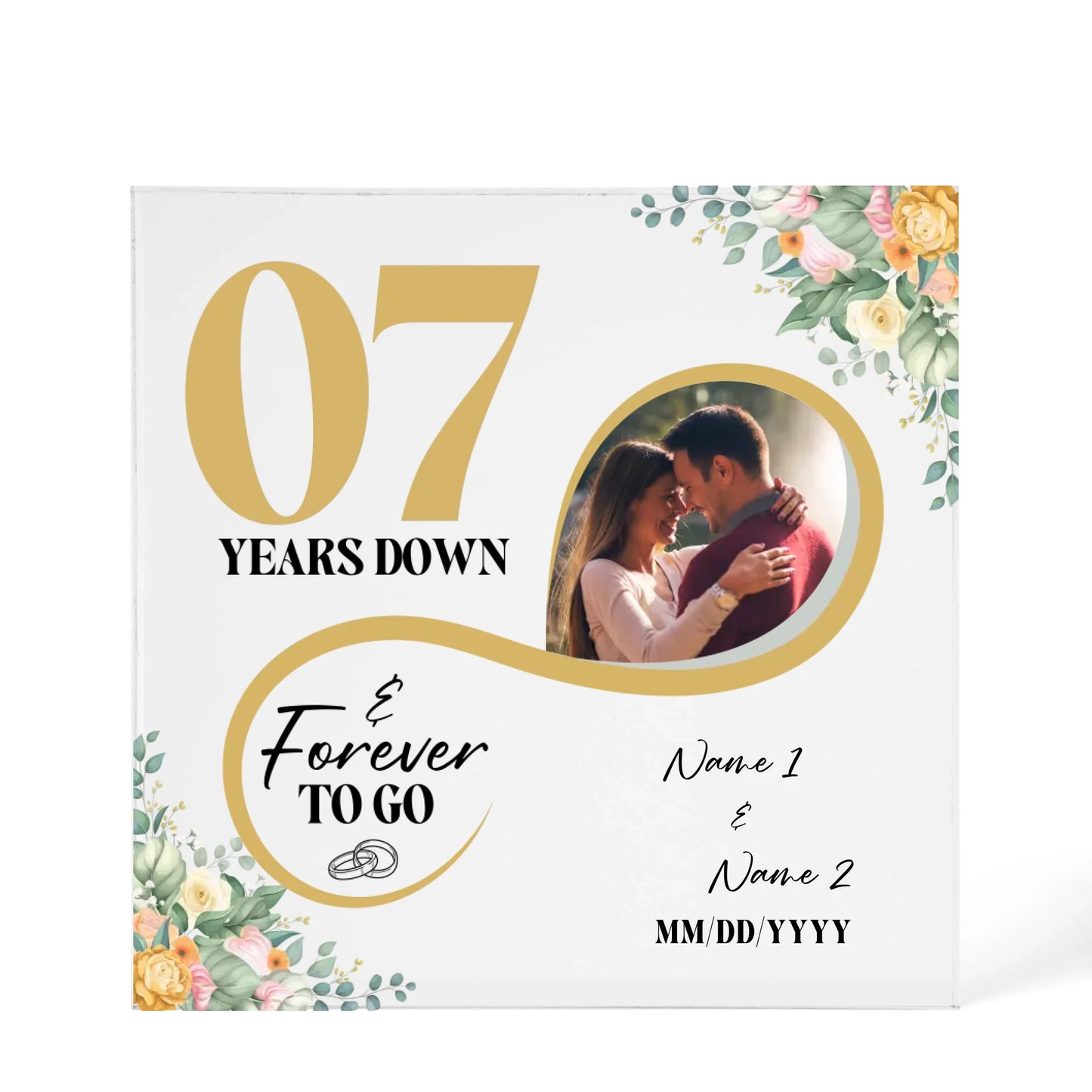 Personalized Acrylic Block, Custom Photo, Happy 7th Wedding Anniversary Gifts, Marriage Gifts, 7 Year Married Gift Wife Husband Present - Personalize Memories