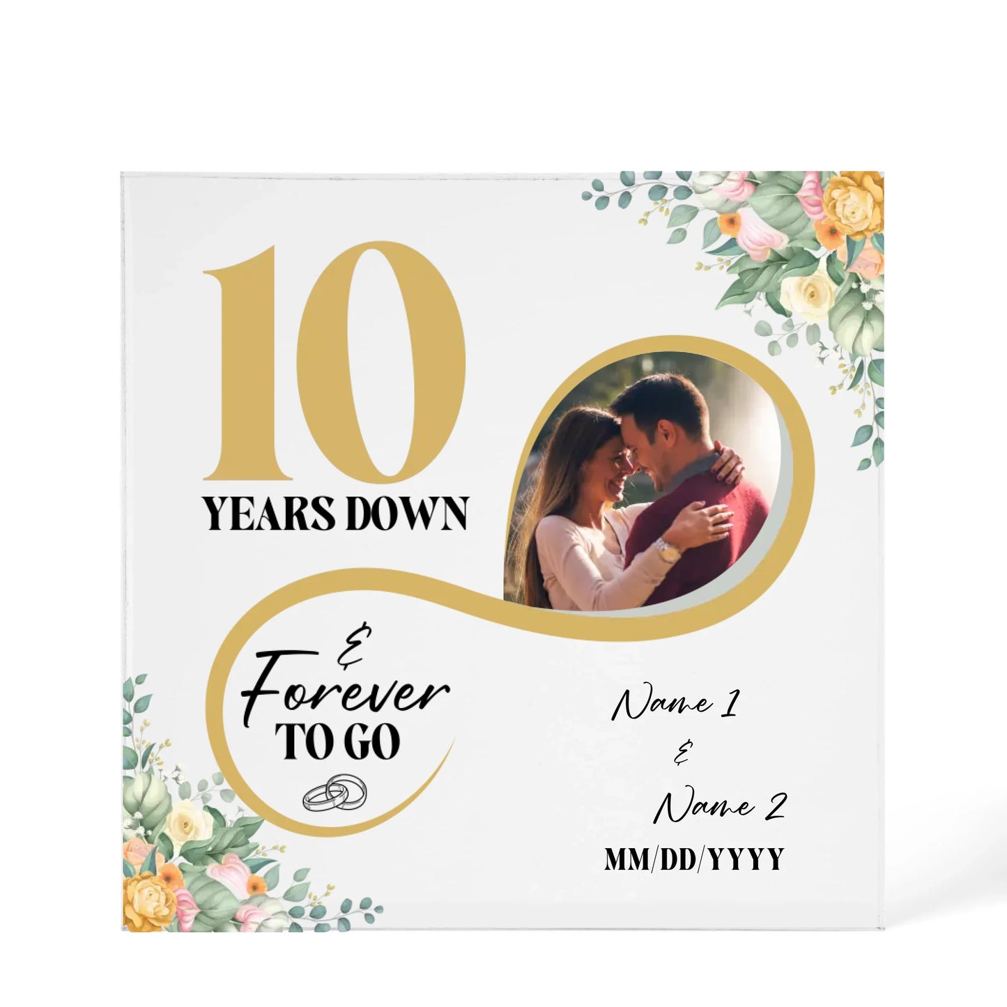 Personalized Acrylic Block, Custom Photo, Happy 10th Wedding Anniversary Gifts, Marriage Gifts, 10 Year Married Gift Wife Husband Present - Personalize Memories