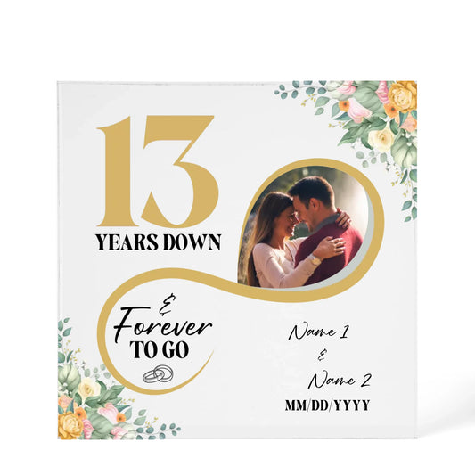 Personalized Acrylic Block, Custom Photo, Happy 13th Wedding Anniversary Gifts, Marriage Gifts, 13 Year Married Gift Wife Husband Present - Personalize Memories