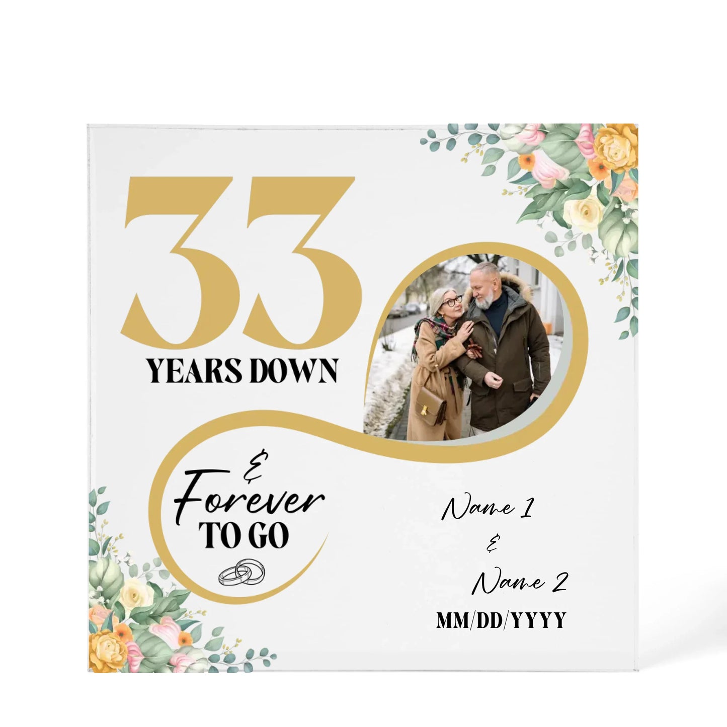 Personalized Acrylic Block, Custom Photo, Happy 33rd Wedding Anniversary Gifts, Marriage Gifts, 33 Year Married Gift Wife Husband Present - Personalize Memories