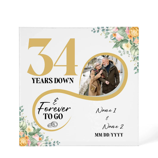 Personalized Acrylic Block, Custom Photo, Happy 34th Wedding Anniversary Gifts, Marriage Gifts, 34 Year Married Gift Wife Husband Present - Personalize Memories