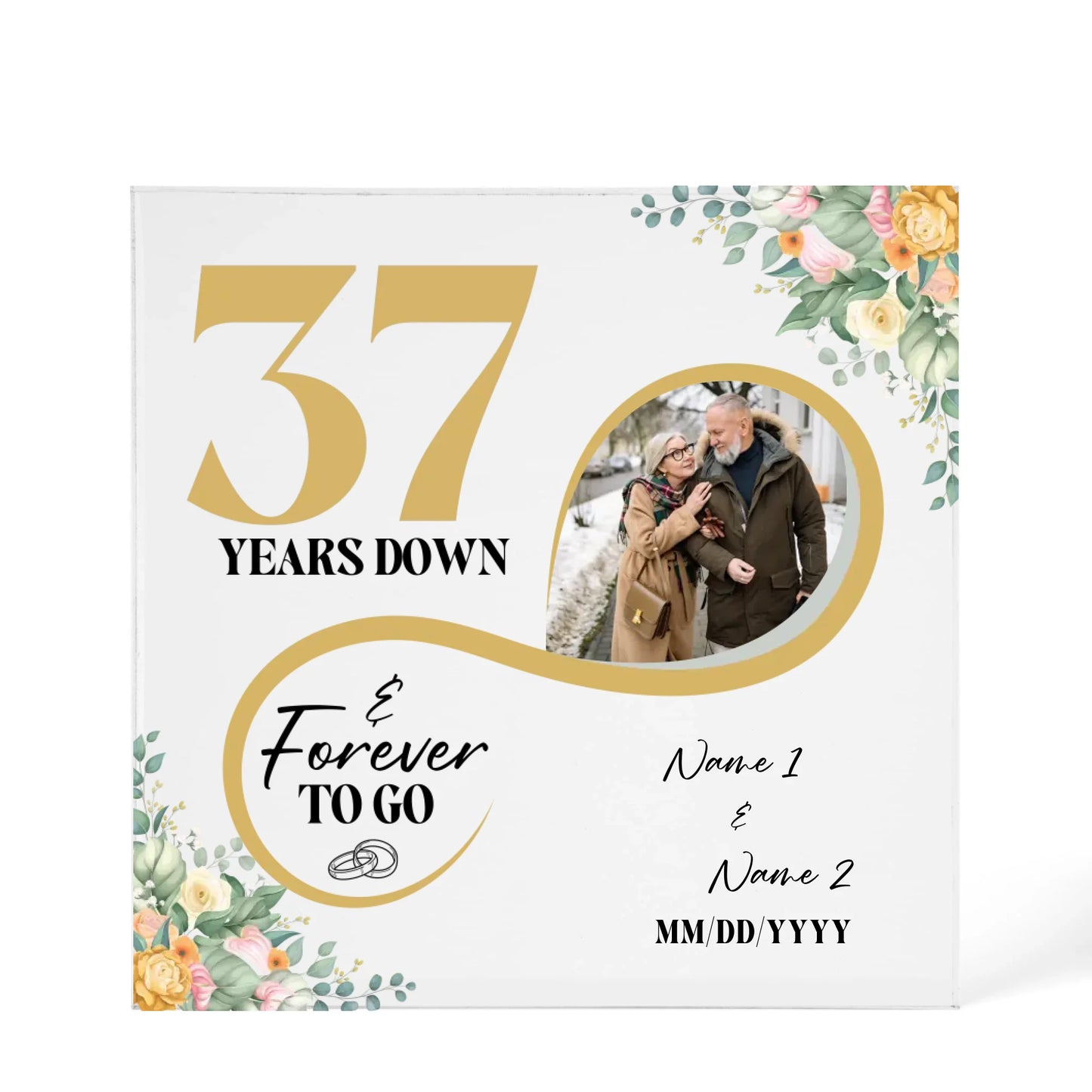 Personalized Acrylic Block, Custom Photo, Happy 37th Wedding Anniversary Gifts, Marriage Gifts, 37 Year Married Gift Wife Husband Present - Personalize Memories