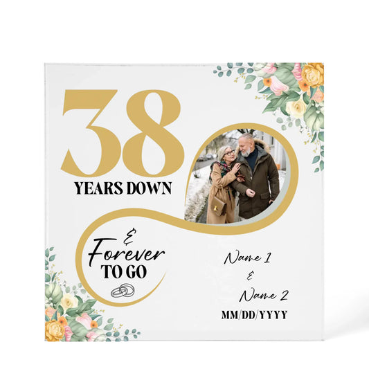Personalized Acrylic Block, Custom Photo, Happy 38th Wedding Anniversary Gifts, Marriage Gifts, 38 Year Married Gift Wife Husband Present - Personalize Memories