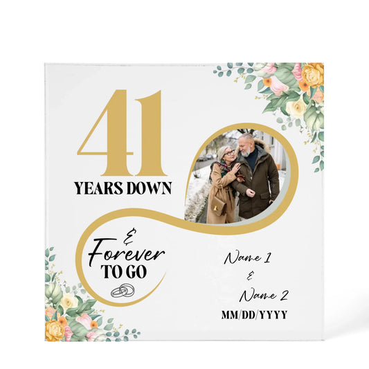 Personalized Acrylic Block, Custom Photo, Happy 41st Wedding Anniversary Gifts, Marriage Gifts, 41 Year Married Gift Wife Husband Present - Personalize Memories