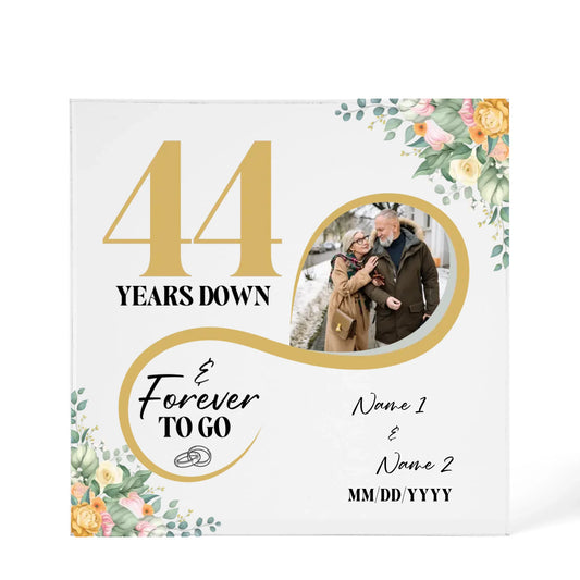 Personalized Acrylic Block, Custom Photo, Happy 44th Wedding Anniversary Gifts, Marriage Gifts, 44 Year Married Gift Wife Husband Present - Personalize Memories