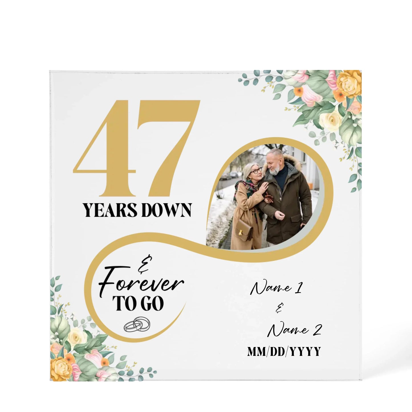 Personalized Acrylic Block, Custom Photo, Happy 47th Wedding Anniversary Gifts, Marriage Gifts, 47 Year Married Gift Wife Husband Present - Personalize Memories