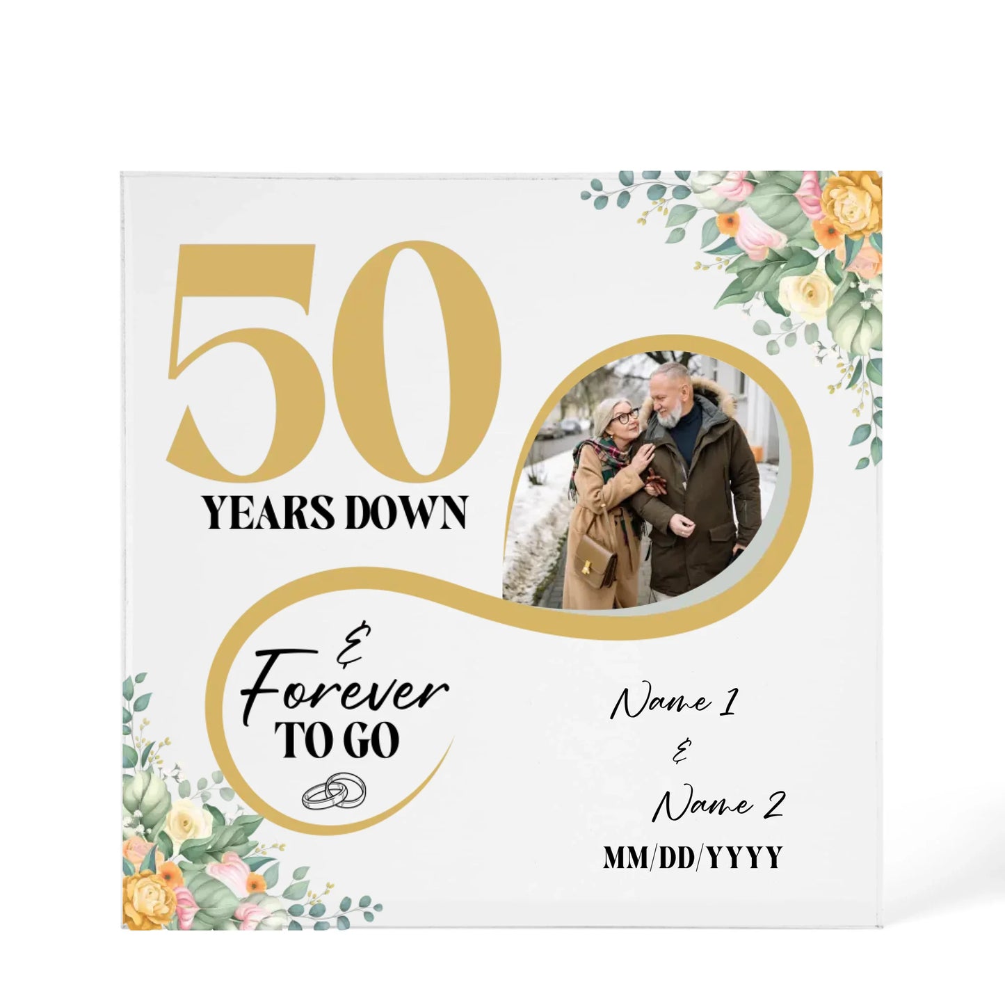 Personalized Acrylic Block, Custom Photo, Happy 50th Wedding Anniversary Gifts, Marriage Gifts, 50 Year Married Gift Wife Husband Present - Personalize Memories