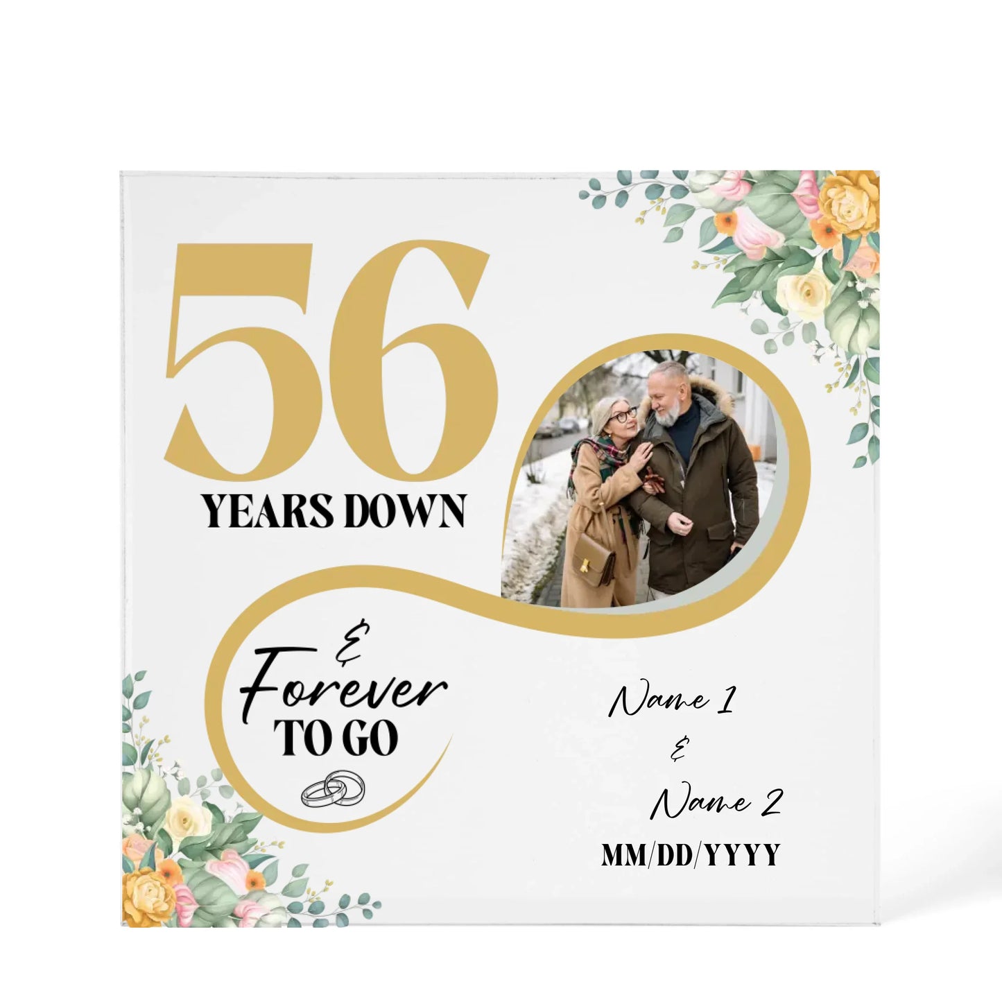 Personalized Acrylic Block, Custom Photo, Happy 56th Wedding Anniversary Gifts, Marriage Gifts, 56 Year Married Gift Wife Husband Present - Personalize Memories