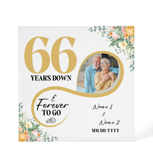 Personalized Acrylic Block, Custom Photo, Happy 66th Wedding Anniversary Gifts, Marriage Gifts, 66 Year Married Gift Wife Husband Present - Personalize Memories
