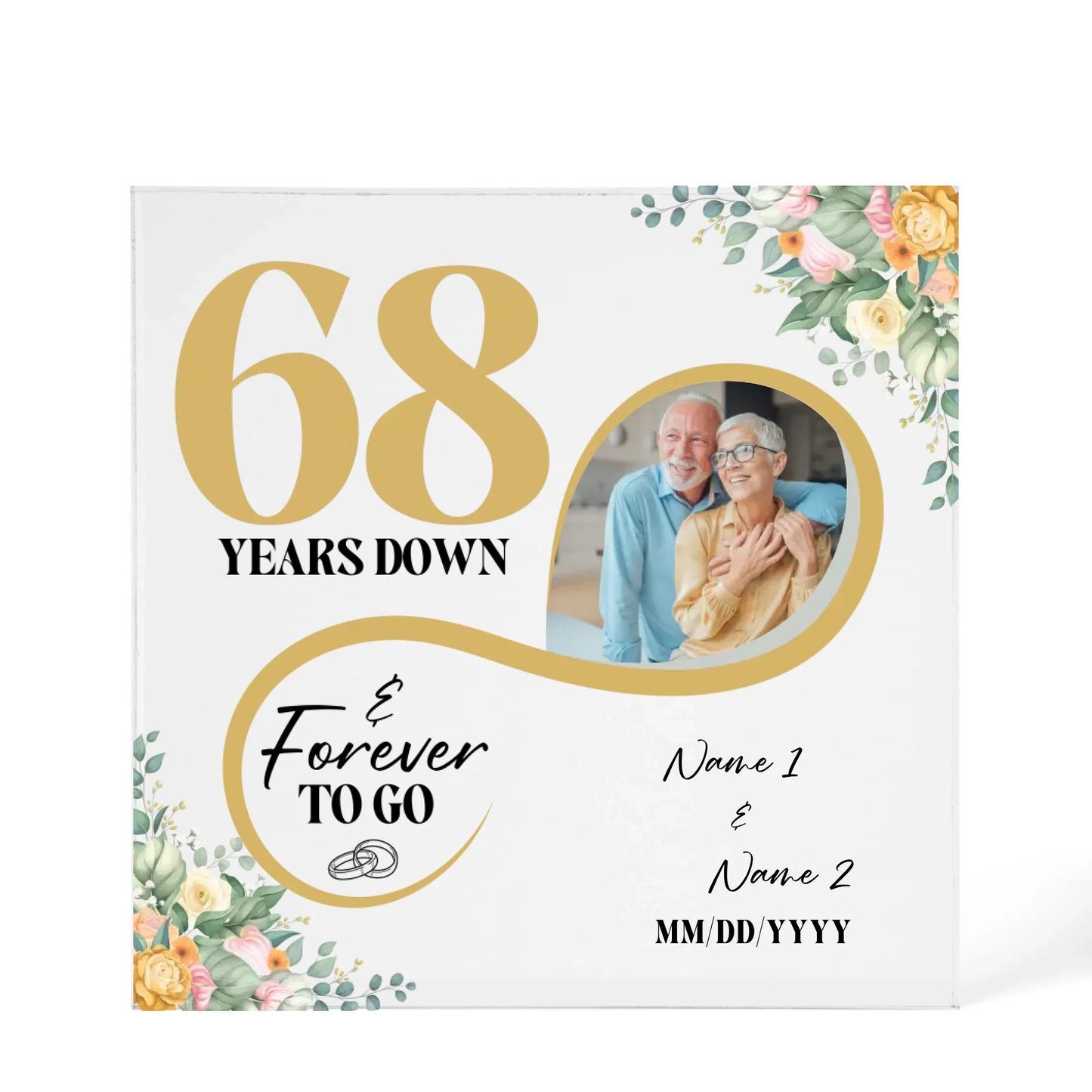Personalized Acrylic Block, Custom Photo, Happy 68th Wedding Anniversary Gifts, Marriage Gifts, 68 Year Married Gift Wife Husband Present - Personalize Memories