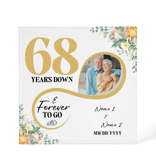 Personalized Acrylic Block, Custom Photo, Happy 68th Wedding Anniversary Gifts, Marriage Gifts, 68 Year Married Gift Wife Husband Present - Personalize Memories