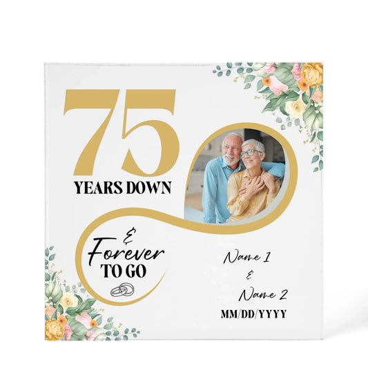 Personalized Acrylic Block, Custom Photo, Happy 75th Wedding Anniversary Gifts, Marriage Gifts, 75 Year Married Gift Wife Husband Present - Personalize Memories