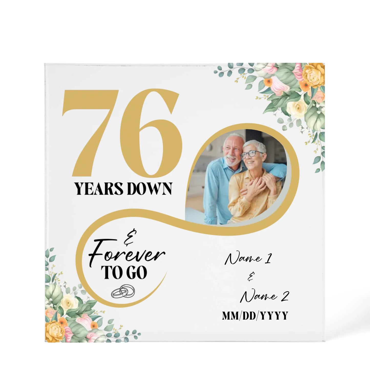 Personalized Acrylic Block, Custom Photo, Happy 76th Wedding Anniversary Gifts, Marriage Gifts, 76 Year Married Gift Wife Husband Present - Personalize Memories