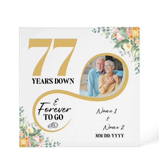 Personalized Acrylic Block, Custom Photo, Happy 77th Wedding Anniversary Gifts, Marriage Gifts, 77 Year Married Gift Wife Husband Present - Personalize Memories