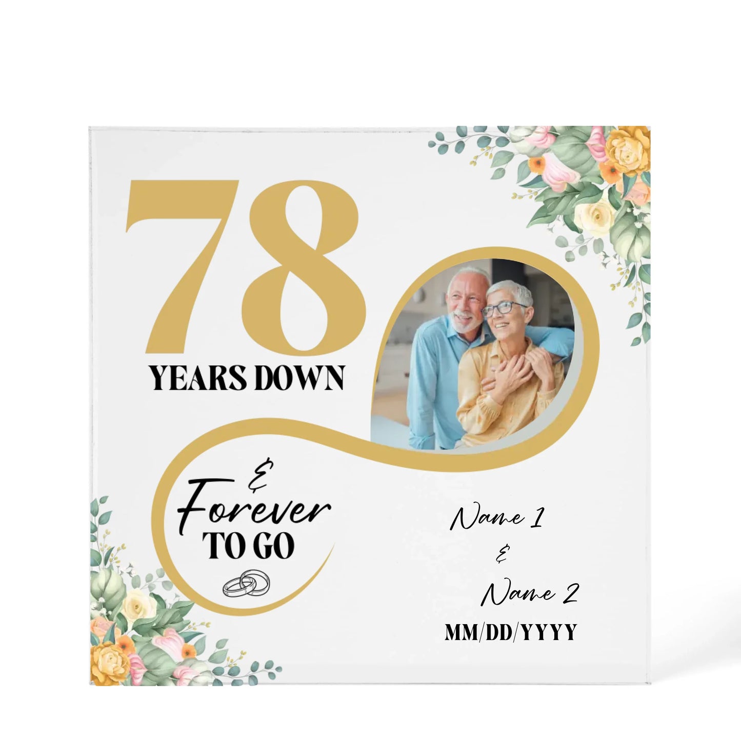 Personalized Acrylic Block, Custom Photo, Happy 78th Wedding Anniversary Gifts, Marriage Gifts, 78 Year Married Gift Wife Husband Present - Personalize Memories