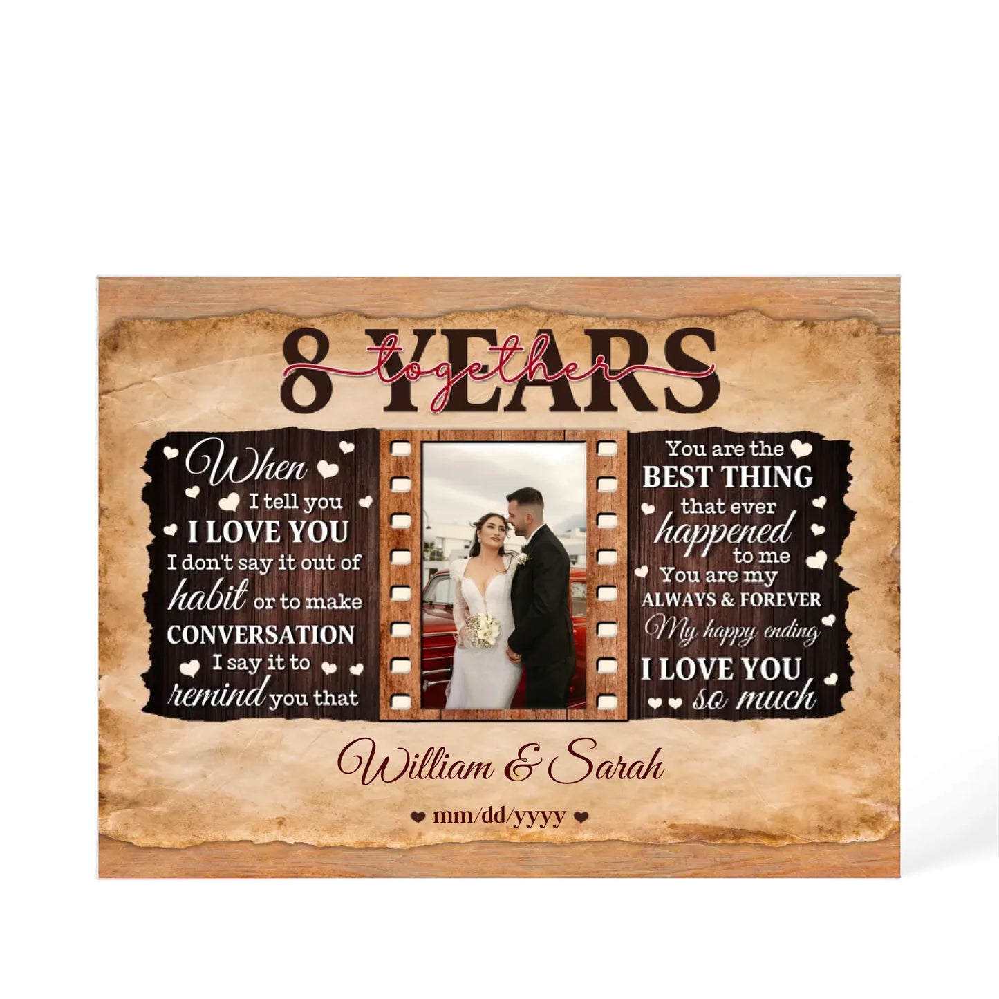 8th Year Wedding Anniversary Gift - Personalized Acrylic Block - 8th Anniversary, When I Tell You I Love You Anniversary Gift - Personalize Memories