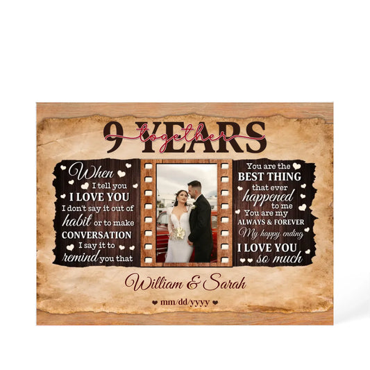 9th Year Wedding Anniversary Gift - Personalized Acrylic Block - 9th Anniversary, When I Tell You I Love You Anniversary Gift - Personalize Memories
