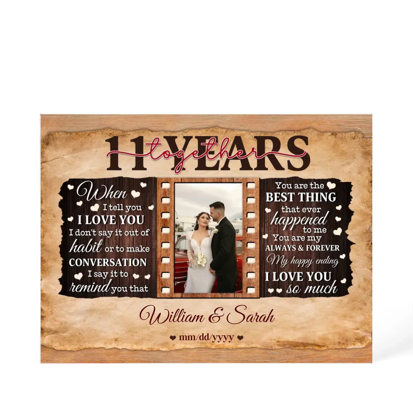 11th Year Wedding Anniversary Gift - Personalized Acrylic Block - 11th Anniversary, When I Tell You I Love You Anniversary Gift - Personalize Memories