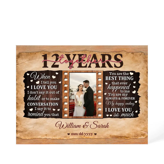 12th Year Wedding Anniversary Gift - Personalized Acrylic Block - 12th Anniversary, When I Tell You I Love You Anniversary Gift - Personalize Memories