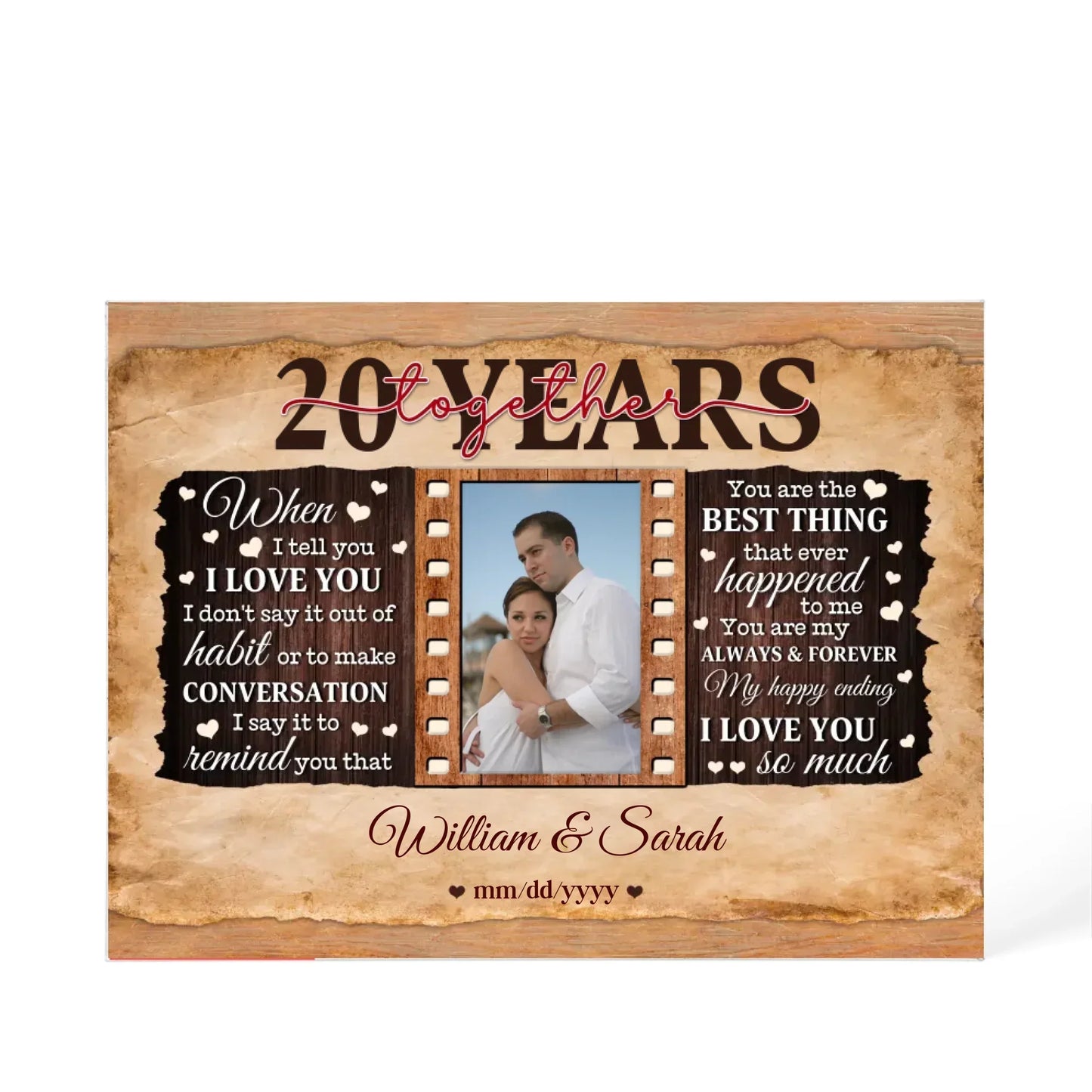 20th Year Wedding Anniversary Gift - Personalized Acrylic Block - 20th Anniversary, When I Tell You I Love You Anniversary Gift - Personalize Memories