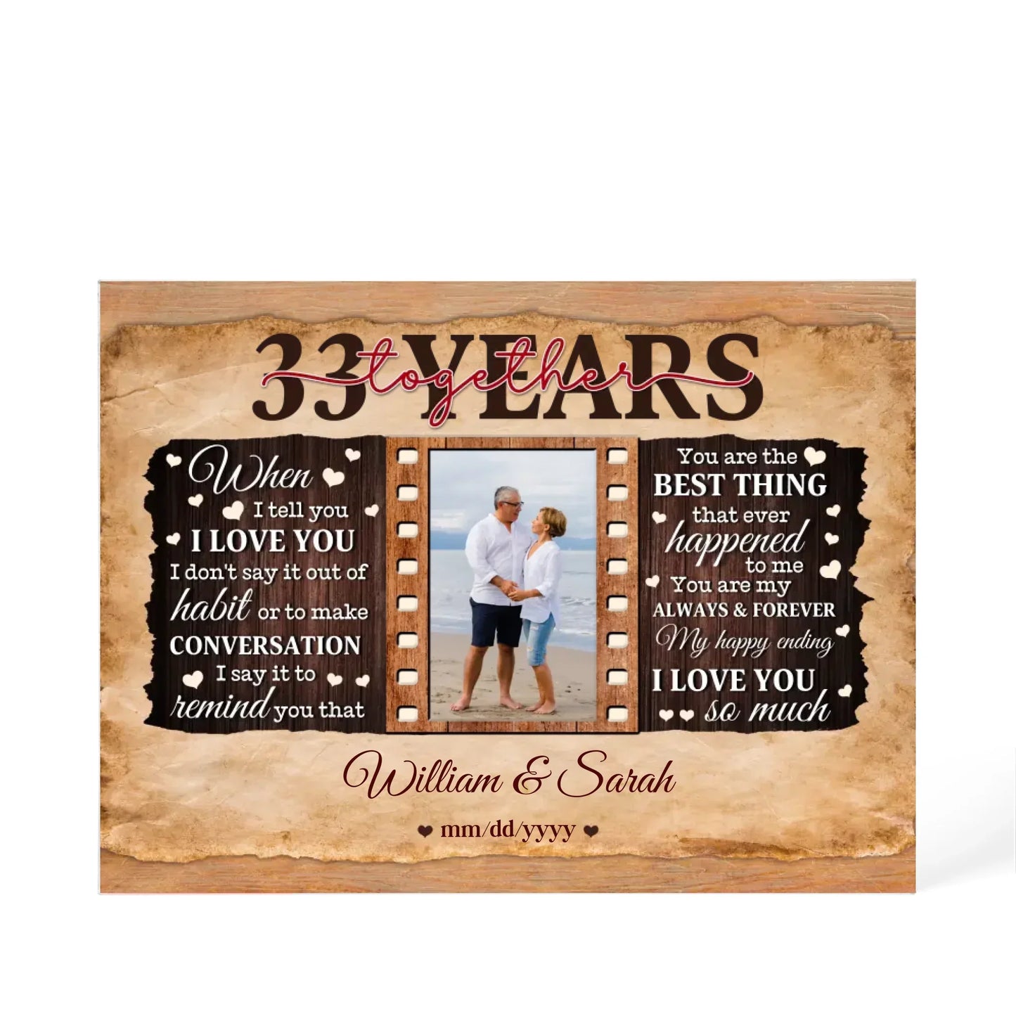 33rd Year Wedding Anniversary Gift - Personalized Acrylic Block - 33rd Anniversary, When I Tell You I Love You Anniversary Gift - Personalize Memories