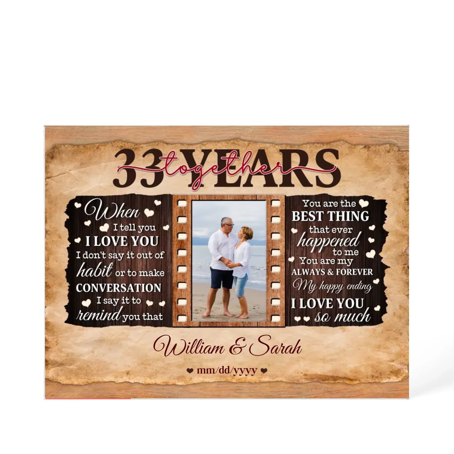 33rd Year Wedding Anniversary Gift - Personalized Acrylic Block - 33rd Anniversary, When I Tell You I Love You Anniversary Gift - Personalize Memories