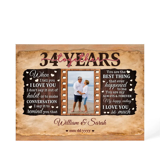 34th Year Wedding Anniversary Gift - Personalized Acrylic Block - 34th Anniversary, When I Tell You I Love You Anniversary Gift - Personalize Memories