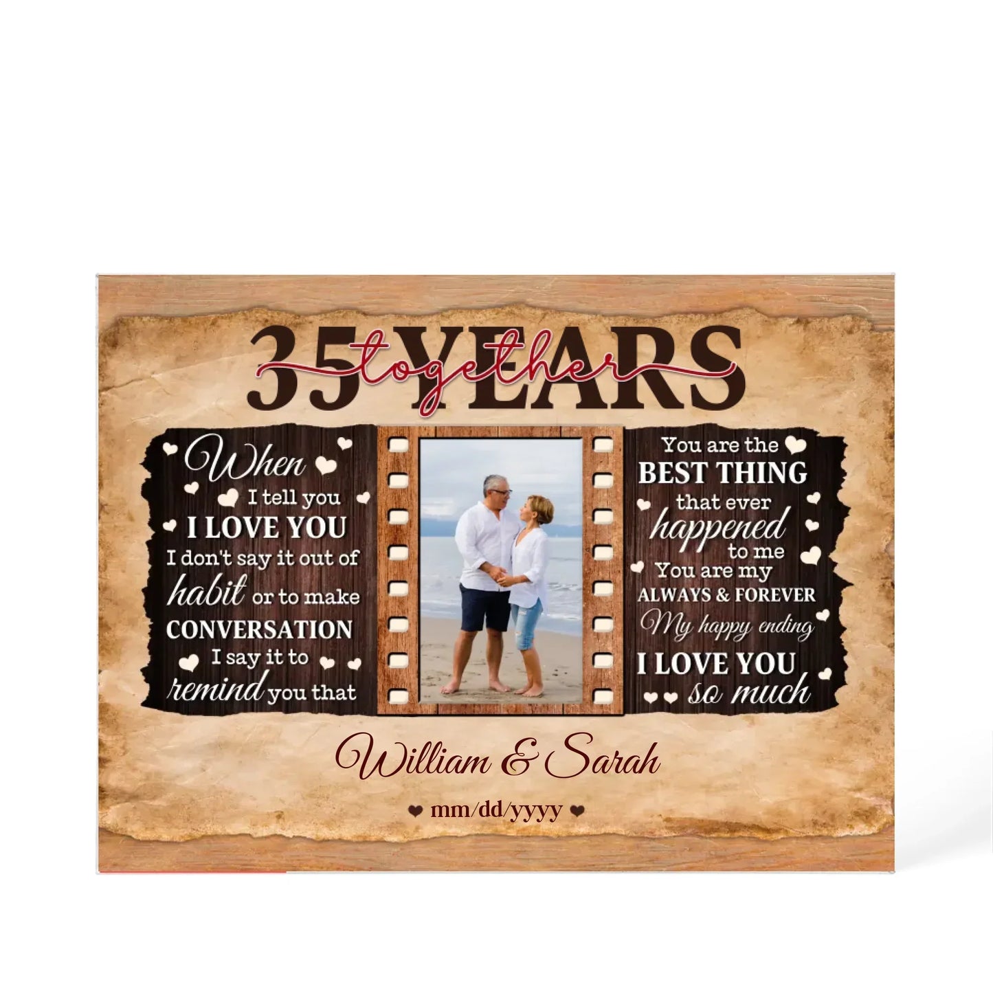 35th Year Wedding Anniversary Gift - Personalized Acrylic Block - 35th Anniversary, When I Tell You I Love You Anniversary Gift - Personalize Memories