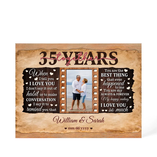 35th Year Wedding Anniversary Gift - Personalized Acrylic Block - 35th Anniversary, When I Tell You I Love You Anniversary Gift - Personalize Memories