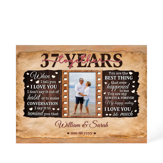 37th Year Wedding Anniversary Gift - Personalized Acrylic Block - 37th Anniversary, When I Tell You I Love You Anniversary Gift - Personalize Memories
