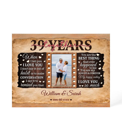 39th Year Wedding Anniversary Gift - Personalized Acrylic Block - 39th Anniversary, When I Tell You I Love You Anniversary Gift - Personalize Memories